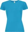 Футболка женская Sporty Women 140, бирюзовая с логотипом СПб - фото № 1