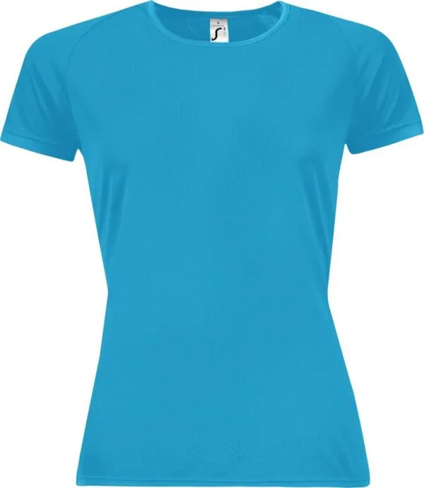 Футболка женская Sporty Women 140, бирюзовая с логотипом СПб - фото № 1