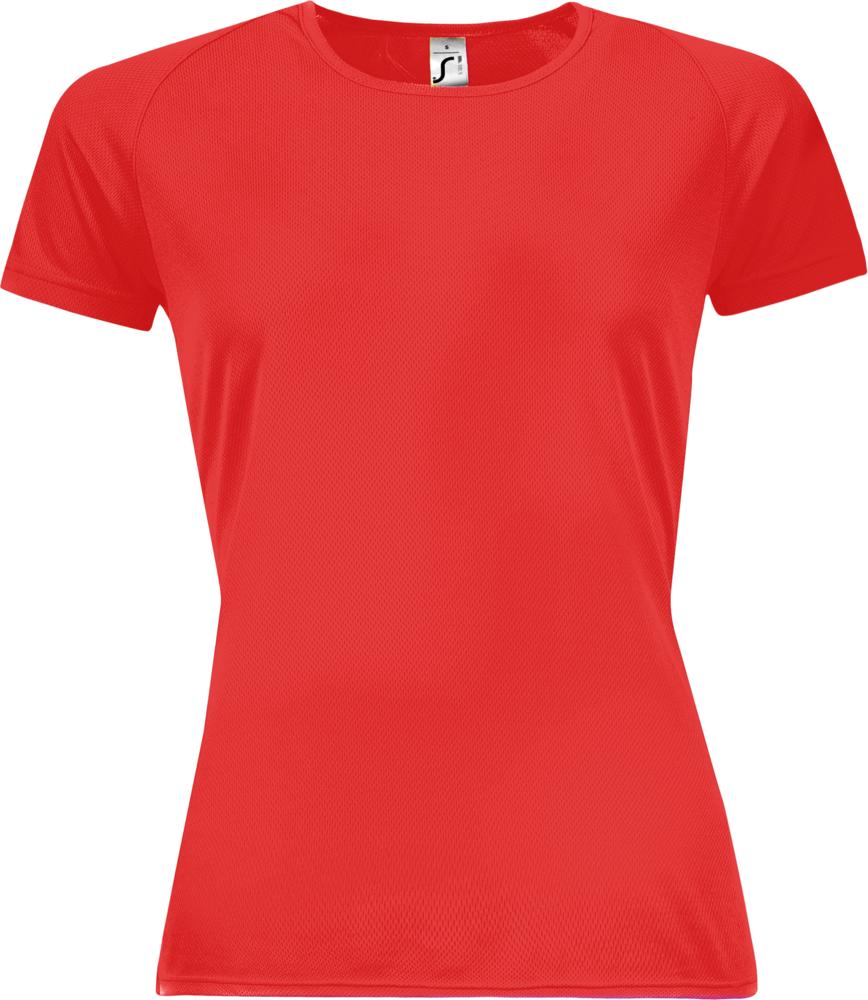 Футболка женская Sporty Women 140, красная с логотипом СПб - фото № 1