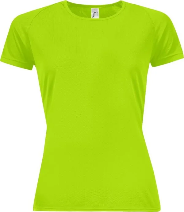 Футболка женская Sporty Women 140, зеленый неон с логотипом СПб - фото № 1