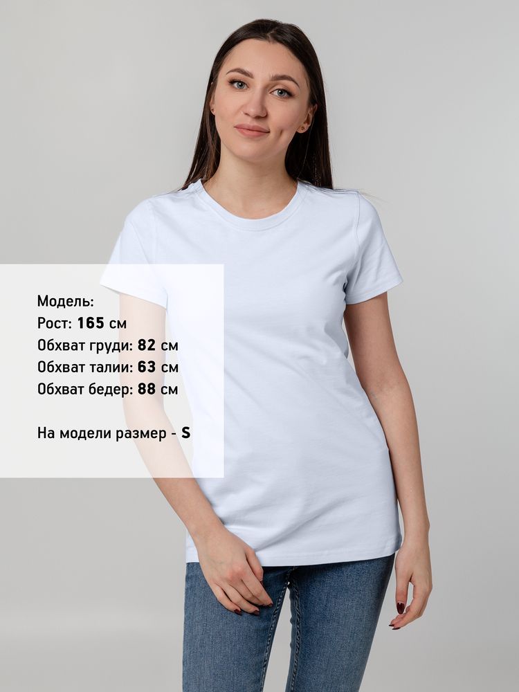 Футболка женская T-bolka Stretch Lady, белая (холодный оттенок) с логотипом СПб - фото № 4