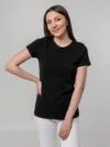 Футболка женская T-bolka Stretch Lady, черная с логотипом СПб - фото № 5