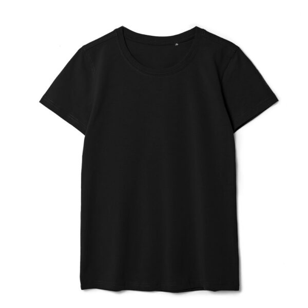 Футболка женская T-bolka Stretch Lady, черная с логотипом СПб - фото № 1