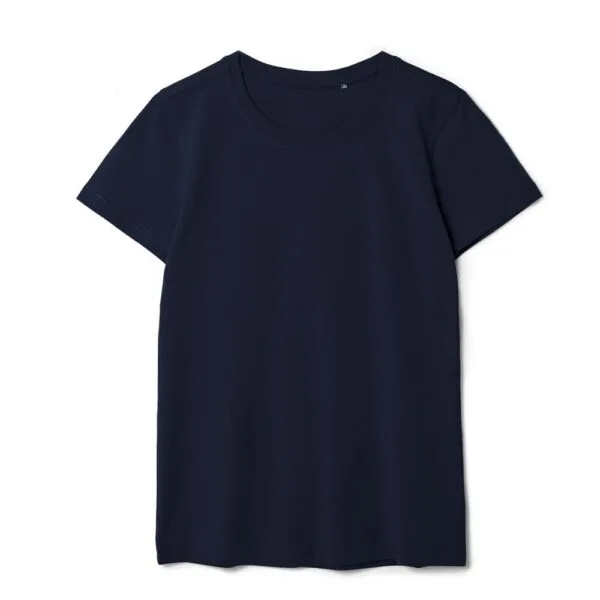 Футболка женская T-bolka Stretch Lady, темно-синяя (navy) с логотипом СПб - фото № 1