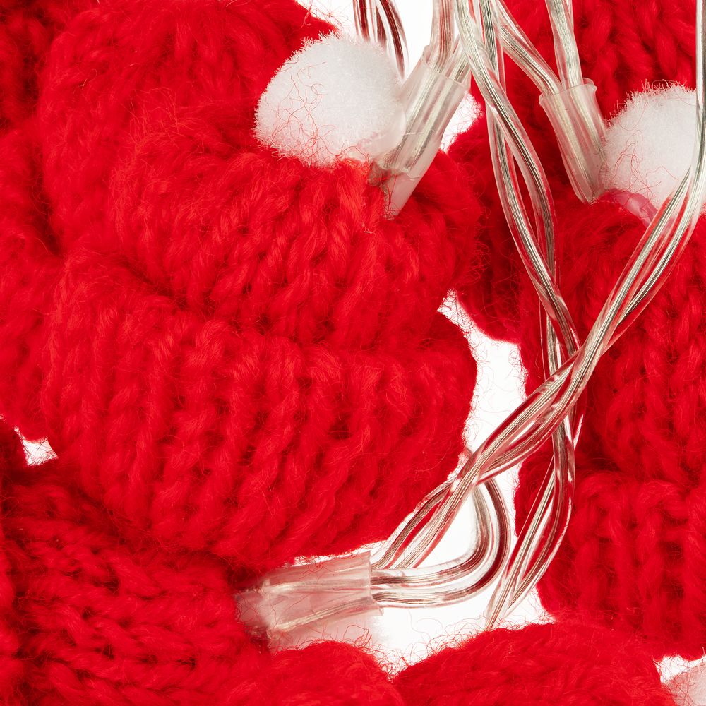 Гирлянда Cosy Poms, красная с логотипом СПб - фото № 1