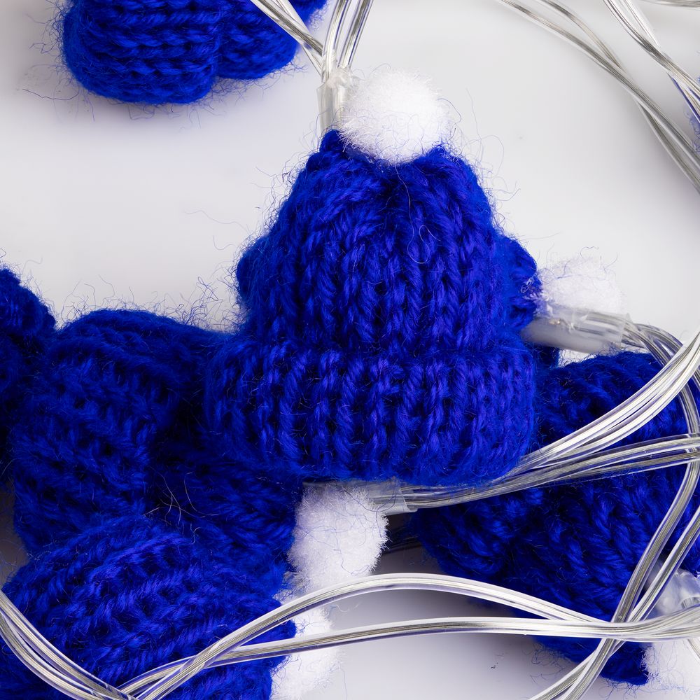 Гирлянда Cosy Poms, синяя с логотипом СПб - фото № 1