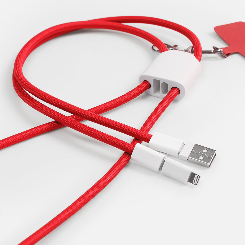 Кабель-ланьярд energyFlex Pro, красный с логотипом СПб - фото № 1
