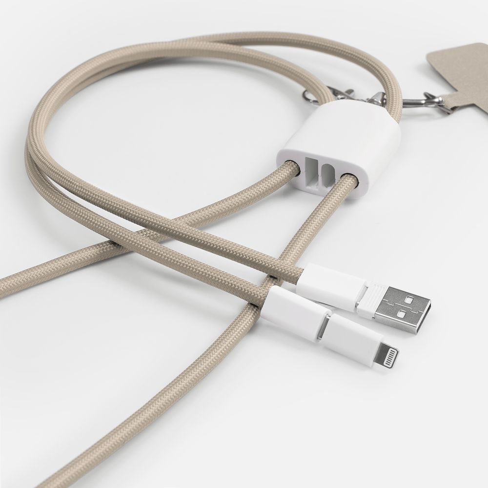 Кабель-ланьярд energyFlex Pro, серо-бежевый с логотипом СПб - фото № 1