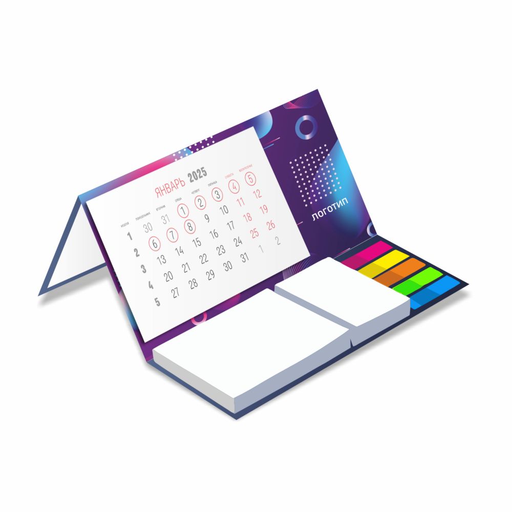 Календарь настольный Sticky на заказ, ver.2, 100 листов с логотипом СПб - фото № 1