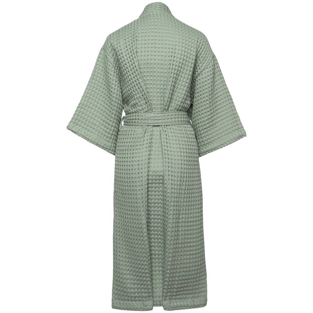 Халат вафельный женский Boho Kimono, зеленая мята с логотипом СПб - фото № 2