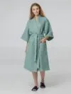 Халат вафельный женский Boho Kimono, зеленая мята с логотипом СПб - фото № 6
