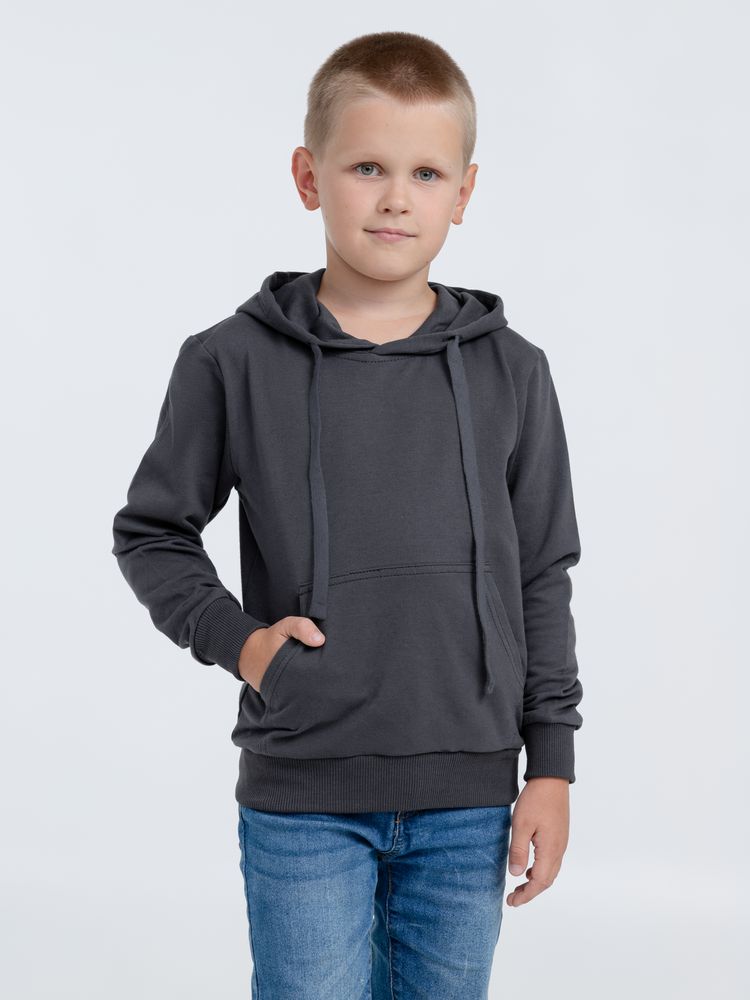 Худи детское Kirenga Kids 2.0, темно-серое (графит) с логотипом СПб - фото № 3