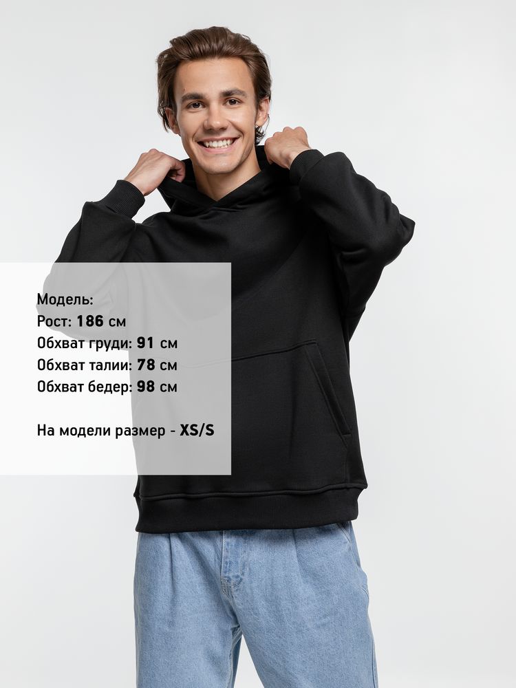 Худи оверсайз Kulonga Comfort Heavy, черное с логотипом СПб - фото № 4
