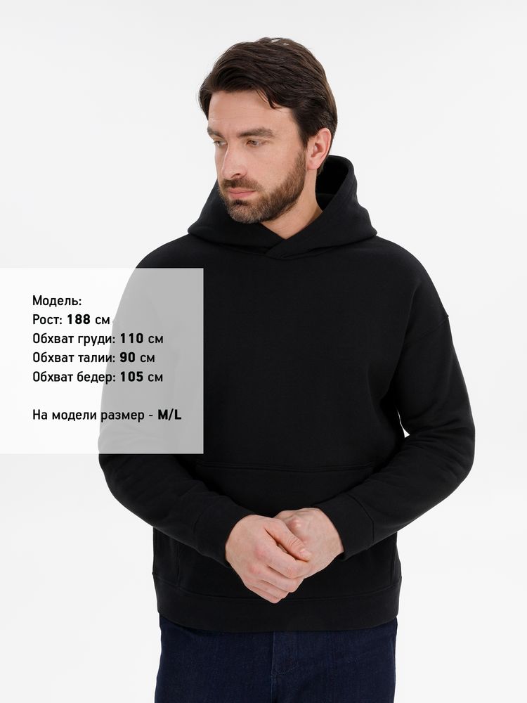 Худи оверсайз унисекс Snuggie, черное с логотипом СПб - фото № 6