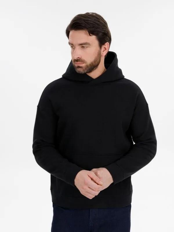 Худи оверсайз унисекс Snuggie, черное с логотипом СПб - фото № 1