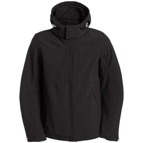 Куртка мужская Hooded Softshell черная с логотипом СПб - фото № 1