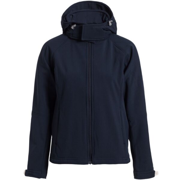 Куртка женская Hooded Softshell темно-синяя с логотипом СПб - фото № 1