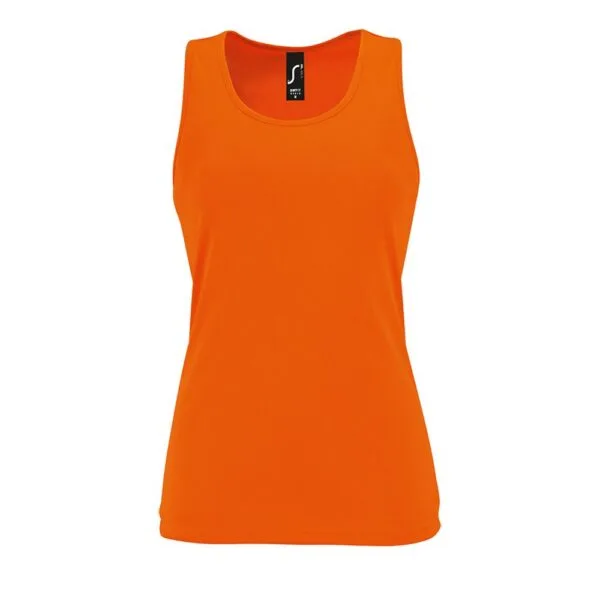 Майка женская Sporty TT Women, оранжевый неон с логотипом СПб - фото № 1