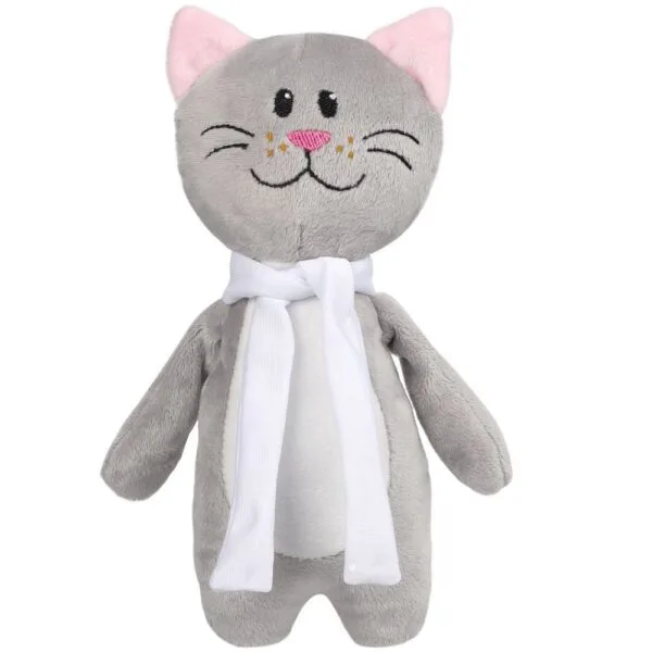 Мягкая игрушка Beastie Toys, котик с белым шарфом с логотипом СПб - фото № 1