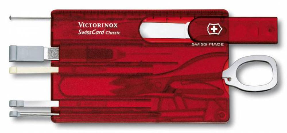 Набор инструментов SwissCard, полупрозрачный красный с логотипом СПб - фото № 2