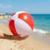 Надувной пляжный мяч Cruise, красный с белым с логотипом СПб - фото № 3
