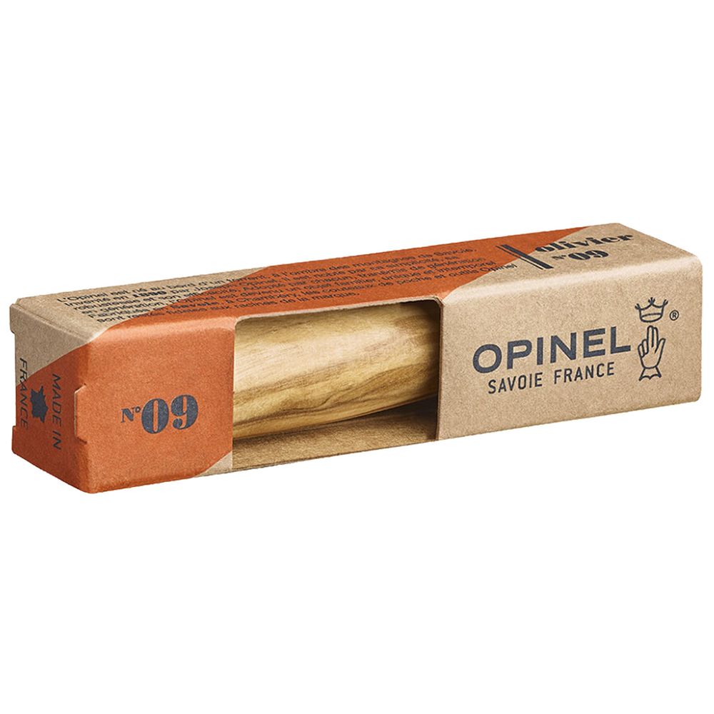 Нож Opinel No 9, оливковое дерево с логотипом СПб - фото № 2