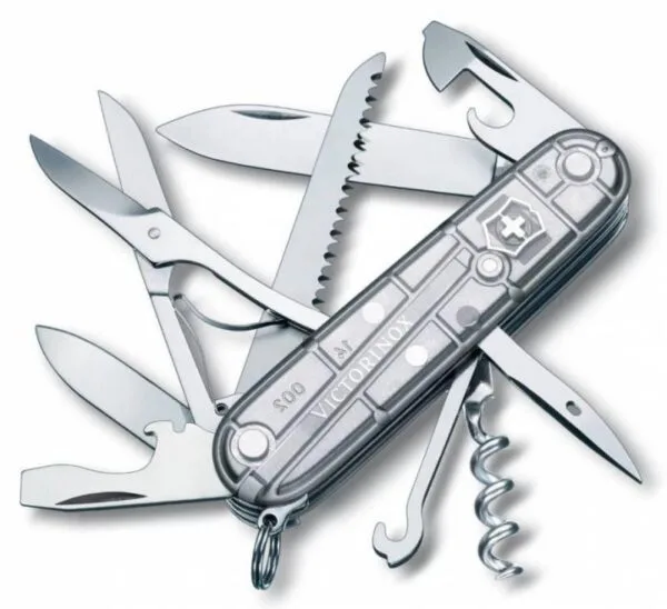 Офицерский нож Huntsman 91, прозрачный серебристый с логотипом СПб - фото № 1