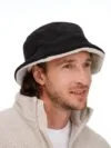 Панама Bucket двусторонняя утепленная, темно-серая с бежевым с логотипом СПб - фото № 3