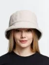 Панама Bucket двусторонняя утепленная, темно-серая с бежевым с логотипом СПб - фото № 4