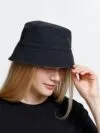 Панама Nylon двусторонняя, черная с хаки с логотипом СПб - фото № 5