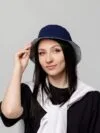 Панама Summer двусторонняя, синяя с серым с логотипом СПб - фото № 6