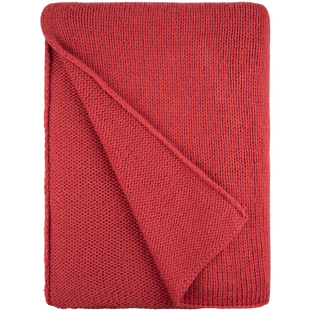 Плед Knitly, красный (коралл) с логотипом СПб - фото № 3