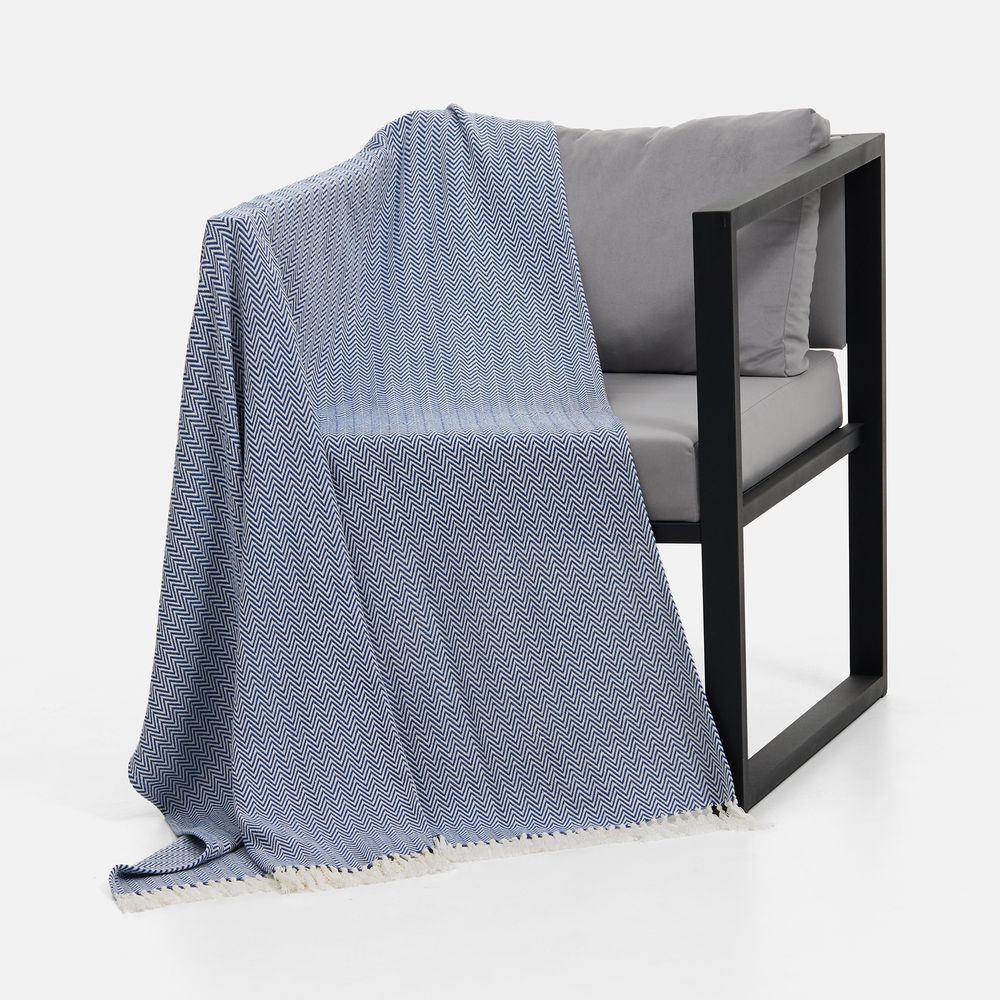 Плед Landour, синий с логотипом СПб - фото № 5