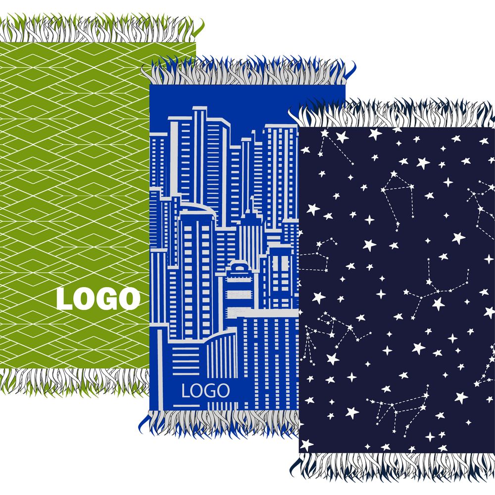 Плед с бахромой на заказ Tricksy Net, 2 цвета, S, акрил с логотипом СПб - фото № 1