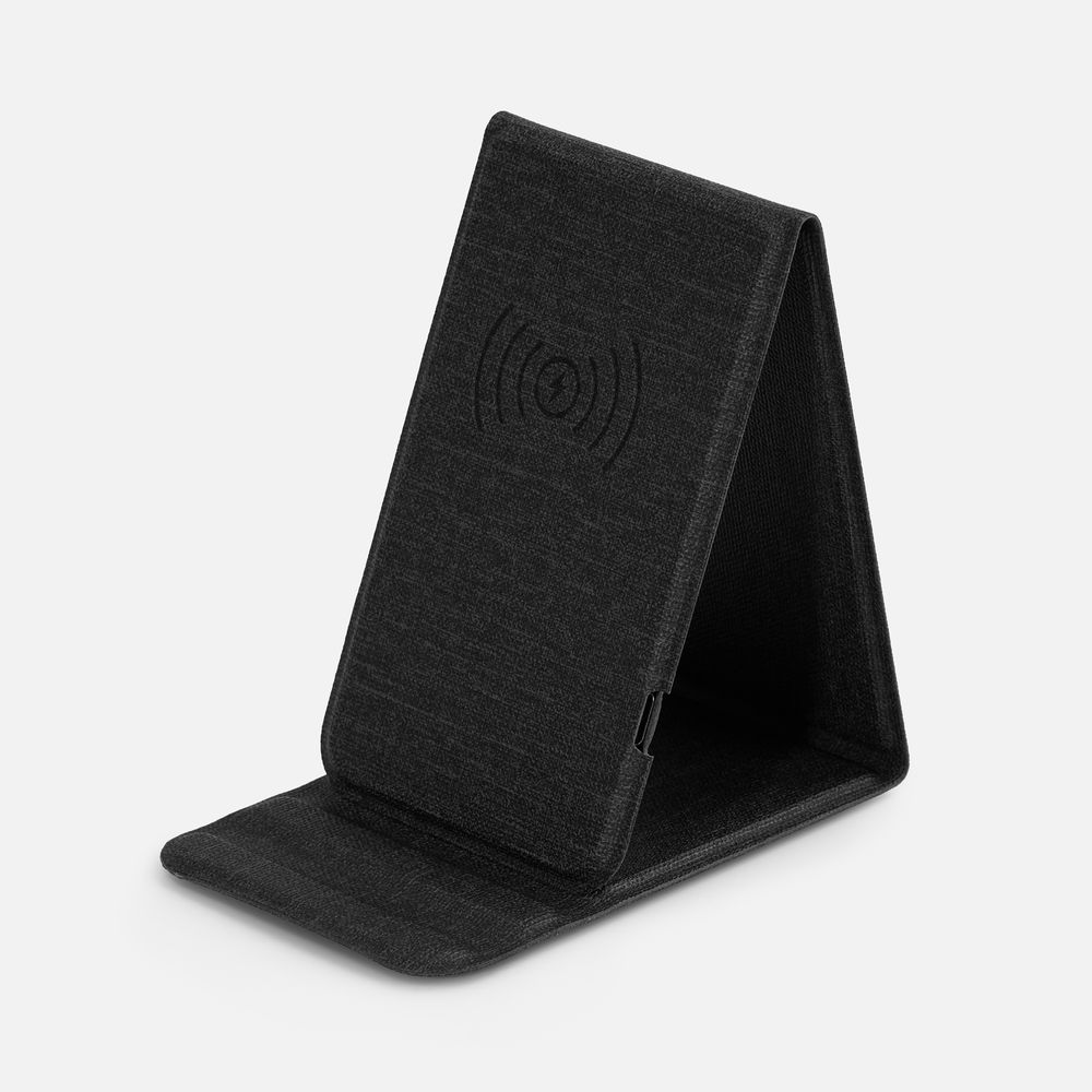 Подставка для смартфона с беспроводной зарядкой Kickstand, серая с логотипом СПб - фото № 2