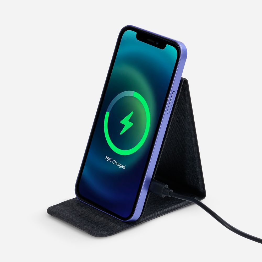 Подставка для смартфона с беспроводной зарядкой Kickstand, серая с логотипом СПб - фото № 1