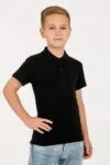 Рубашка поло детская Virma Kids, черная с логотипом СПб - фото № 4