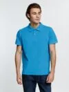 Рубашка поло мужская Virma Premium, бирюзовая с логотипом СПб - фото № 4