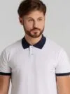 Рубашка поло Prince 190, белая с темно-синим с логотипом СПб - фото № 5