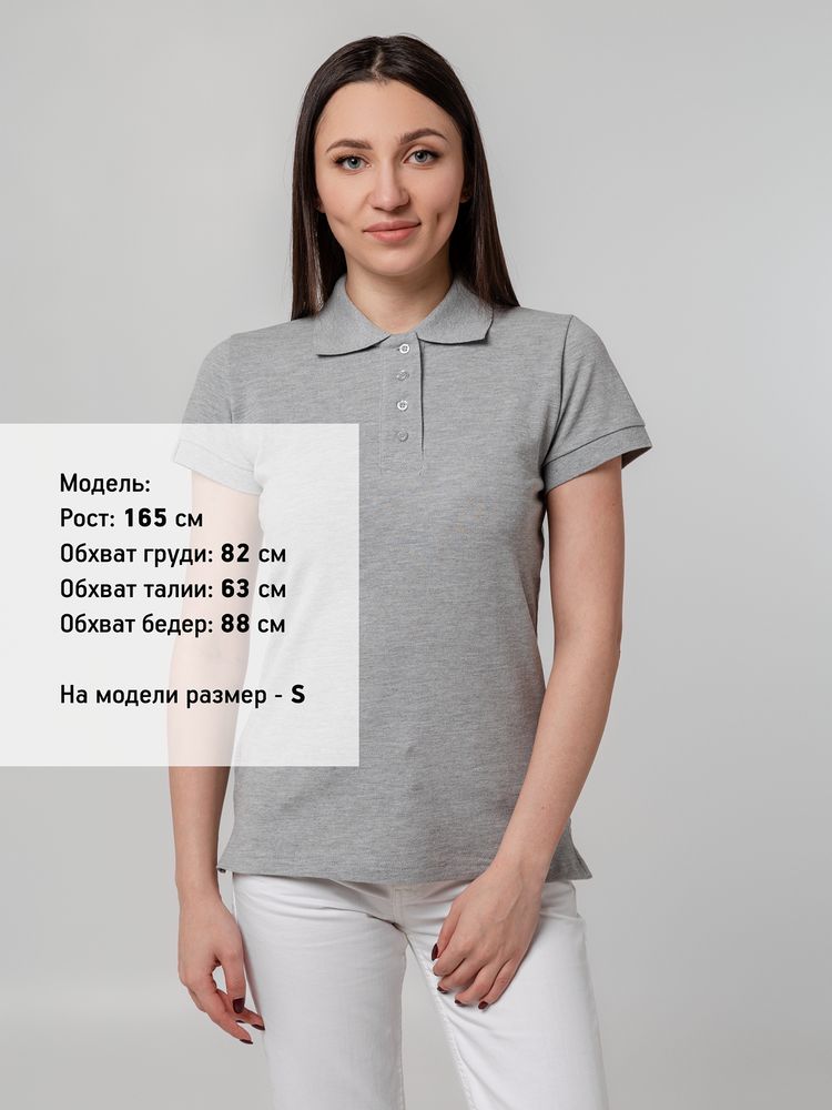 Рубашка поло женская Virma Premium Lady, серый меланж с логотипом СПб - фото № 5