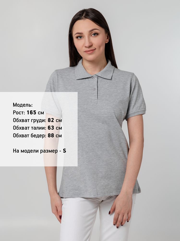 Рубашка поло женская Virma Stretch Lady, серый меланж с логотипом СПб - фото № 4