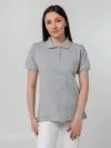 Рубашка поло женская Virma Stretch Lady, серый меланж с логотипом СПб - фото № 5