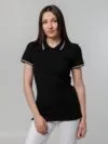 Рубашка поло женская Virma Stripes Lady, черная с логотипом СПб - фото № 6