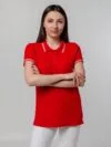 Рубашка поло женская Virma Stripes Lady, красная с логотипом СПб - фото № 6
