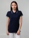 Рубашка поло женская Virma Stripes Lady, темно-синяя с логотипом СПб - фото № 6