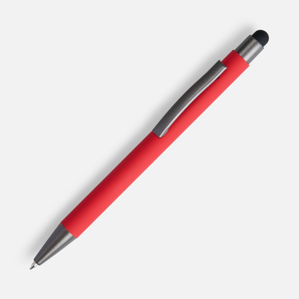 Ручка шариковая Atento Soft Touch со стилусом, красная с логотипом СПб - фото № 1