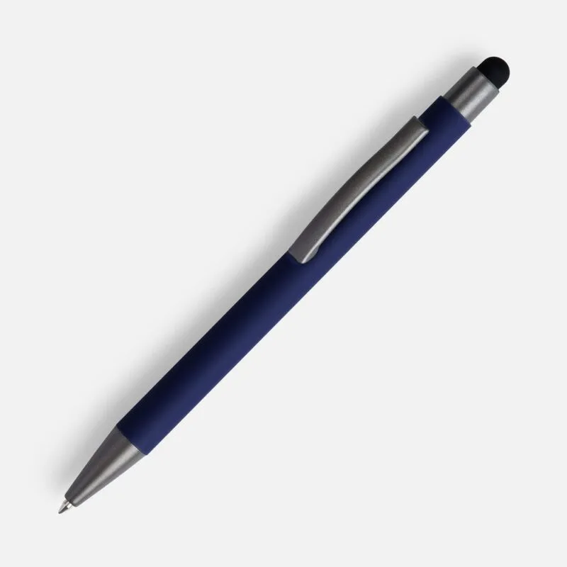 Ручка шариковая Atento Soft Touch со стилусом, темно-синяя