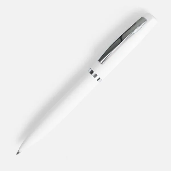 Ручка шариковая Bolt Soft Touch, белая с логотипом СПб - фото № 1