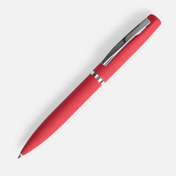 Ручка шариковая Bolt Soft Touch, красная с логотипом СПб - фото № 1