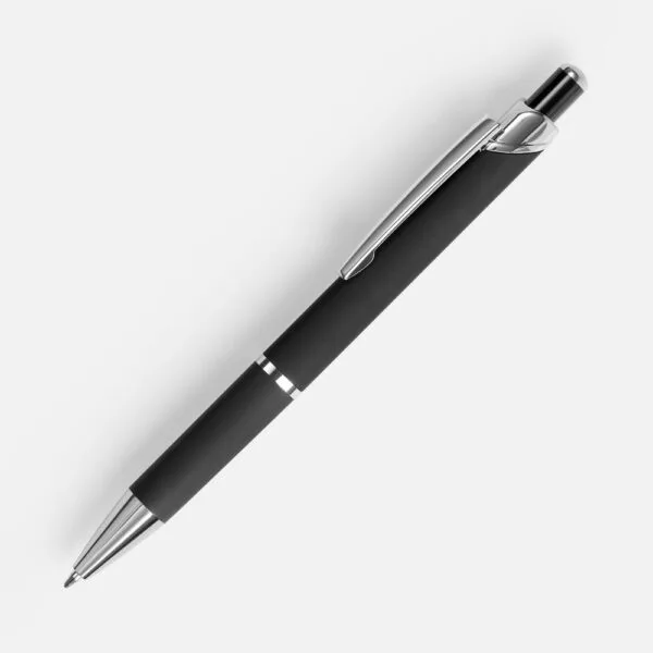 Ручка шариковая Chromos Soft Touch, черная с логотипом СПб - фото № 1